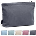 thumbnail image 1 of Cosmetiquera para Maquillaje de Pana Estética Bolsa de Maquillaje para Mujer Bolsa de Cosméticos Pequeña para Viajar Neceser Mujer con Cremallera(GRIS), 1 of 4