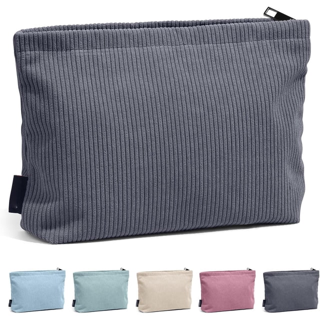 Cosmetiquera para Maquillaje de Pana Estética Bolsa de Maquillaje para Mujer Bolsa de Cosméticos Pequeña para Viajar Neceser Mujer con Cremallera(GRIS)
