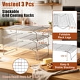 thumbnail image 5 of Vesteel 3-Tier Cooling Racks, Stainless Steel Stackable Grid Baking Racks, Collapsible Wire Racks for Cooking Grilling Roasting, Oven & Dishwasher Safe, 15’’ x 10’’, 5 of 8
