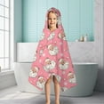 thumbnail image 6 of Pink Christmas Santa Pattern Hooded Bath Towel，50"x30" for Ages 3 To 12 Kids, Quick Dry Lightweight Soft Microfiber Hood Beach Towel Cover Up for Kids, 6 of 7