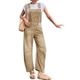 thumbnail image 4 of Women Sleeveless Denim Overall Pants Casual Loose Barrel Leg Jeans Jumpsuit with Pockets, 4 of 6