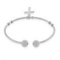 thumbnail image 2 of EDFORCE Stainless Steel Silver-Tone Religious Latin Cross Open End Bangle Bracelet, 2 of 3