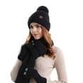 thumbnail image 4 of LIZENG Autumn Winter Solid Hat Scarf Glove Three Piece Ear Outdoor Warmth Set with Knit Warm Hat +Long Scarf+Touch Screen Gloves Set Neck Scarves for Women Men, 4 of 4