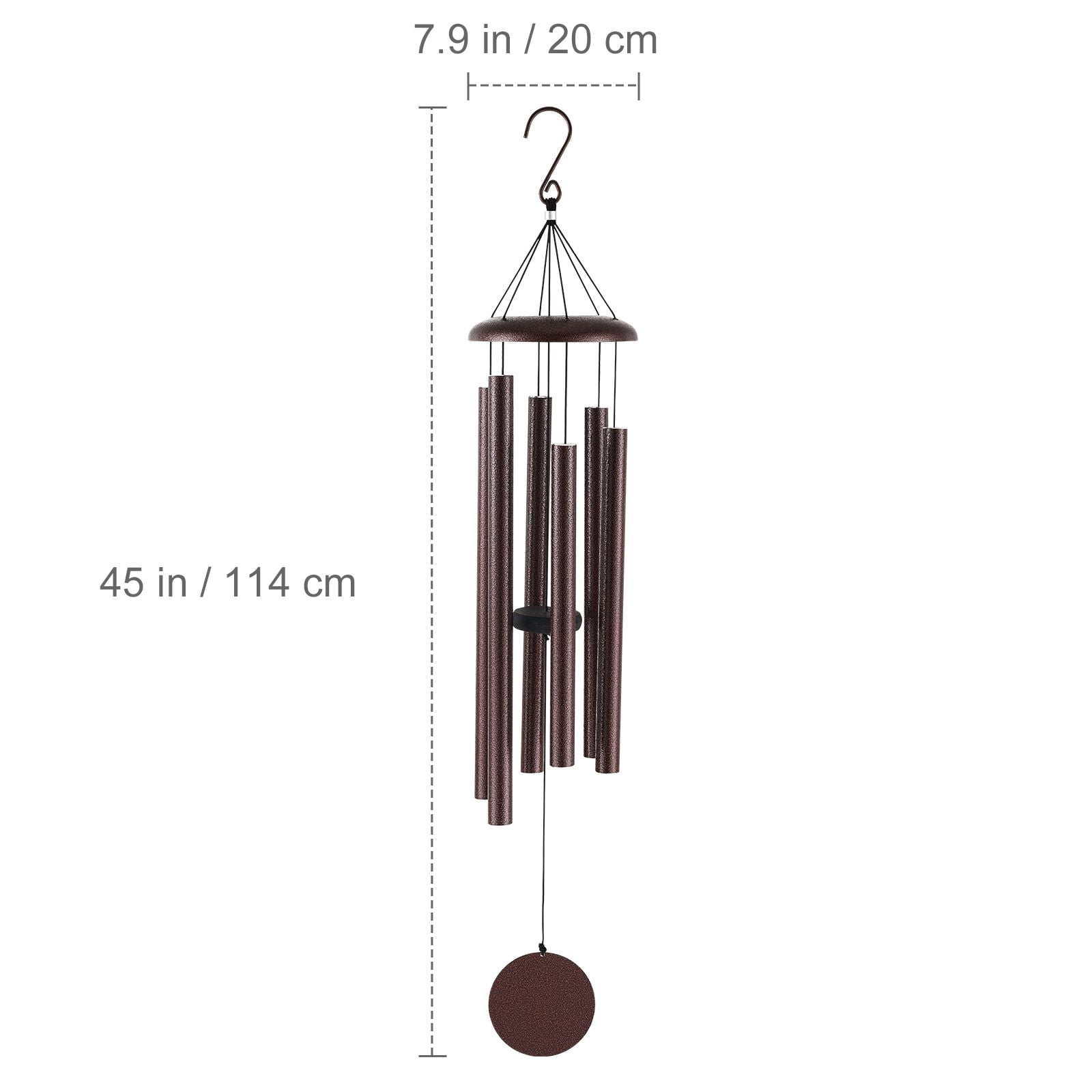 45 Inch Bronze Wind Chimes Deep Tone D Major 6 Aluminum Tubes for Garden Patio Porch Decor Gift