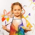 thumbnail image 2 of Colorful Ink Pattern Kids Aprons for Girls and Boys,Adjustable Neck Strap Toddler Aprons for Kids Cooking Baking, 2 of 2