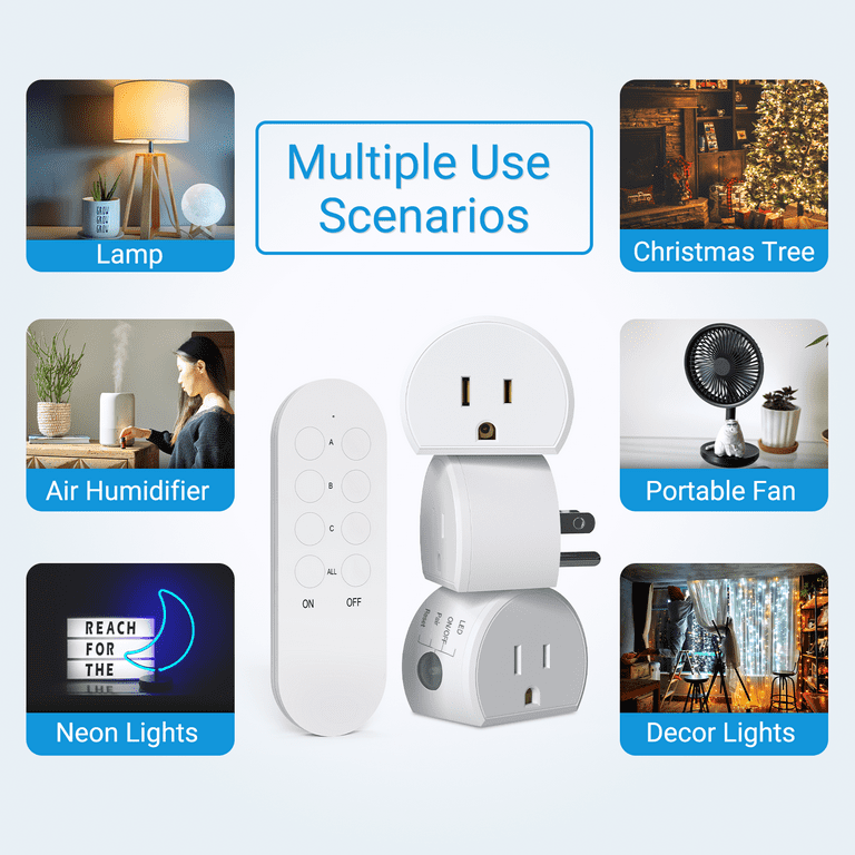 BN-LINK Wireless Remote Control Electrical Outlet Switch for Lights, Fans, Christmas Lights, Small Appliance, Long Range White 1