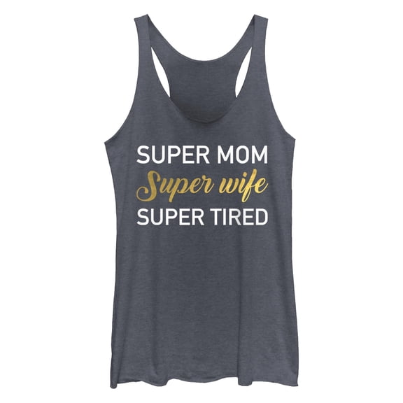Women's Lost Gods Super Mom Super Tired  Racerback Tank Top