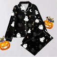 thumbnail image 2 of CONZONE Halloween Pajamas for Girls Graphic Pjs Set Hallowmas Jammies Long Sleeve Button Down Shirts Pants 2 Piece Sleepwear Loungewear for Kids, 2 of 7