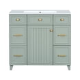 thumbnail image 3 of Compact 36" Green Bathroom Vanity with Ceramic Sink and Versatile Storage for Small Bathrooms, 3 of 7