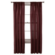 MR2 Burgundy 2-PC Set rod pocket faux silk window curtain treatment set of two 2 solid semi sheer voile panels 55" W x 95" L (Each)