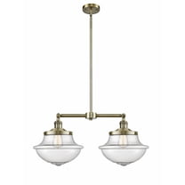 209-AB-G544-Innovations Lighting-Oxford - 2 Light Island In Traditional Style-10 Inches Tall and 25 Inches Wide-Antique Brass Finish-Seedy Glass Color