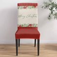 thumbnail image 5 of Chair Covers for Dining Room Set of 4,Merry Christmas Poinsettia Green Leaf Stretch Seat Protector Removable Washable Chairs Slipcovers for Kitchen Banquet Wedding Hotel,Red Floral Berry on Plaid, 5 of 6