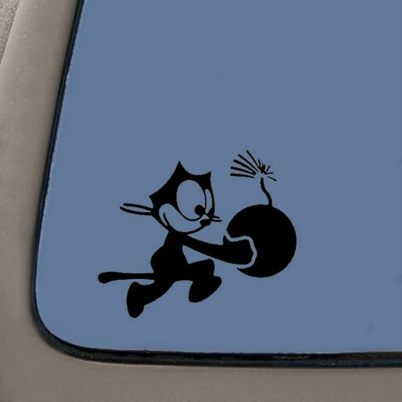 Felix The Cat Decal | 5.5-Inches Wide | Black Vinyl Decal | Car Truck Van SUV Laptop Macbook Wall Decals