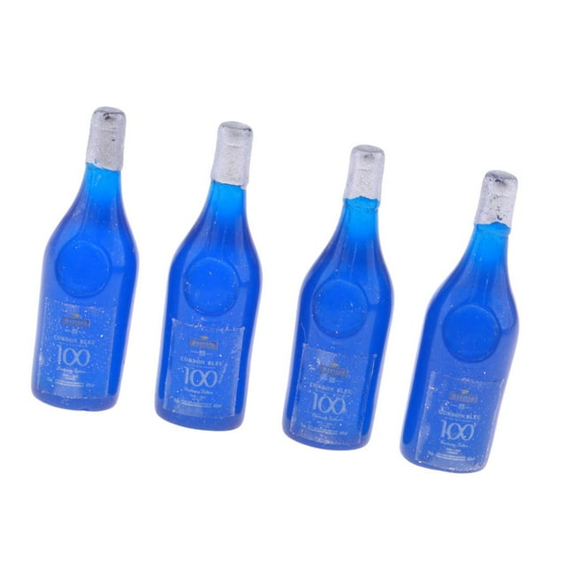 Botellas de cerveza en miniatura Macarena color azul modelo de Botellas de vino de la casa de muñecas