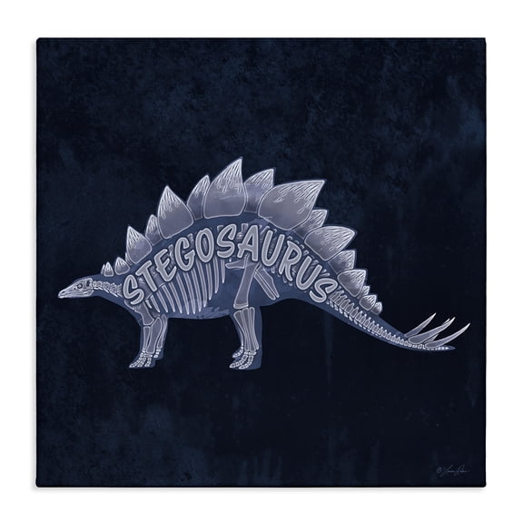 Stupell Industries Cottage Blue Stegosaurus Skeleton Canvas Art, 17 x 17, by Lauren Rader
