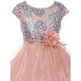 thumbnail image 3 of Little Girls Cap Sleeve Flower Shaped Sequin Top Tulle Special Occasion Flower Girl Dress Blush 4 (J21KS16), 3 of 4