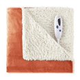 Biddeford Luxuriously Soft Electric Heated Micro Mink and Sherpa Throw Blanket, Red