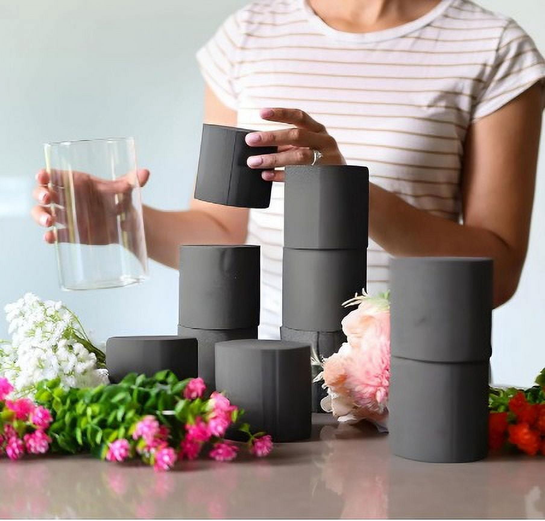 XCEL Floral Foam Block Unlike Any Other - Reusable Floral Blocks Flower Foam for Artificial Flower Arrangements (Gray - 3" x 3" Round (10 Pack))