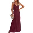 thumbnail image 1 of Vestido PRETTYGARDEN XL Maxi Rojo Vino con Tirantes Finos, 1 of 4