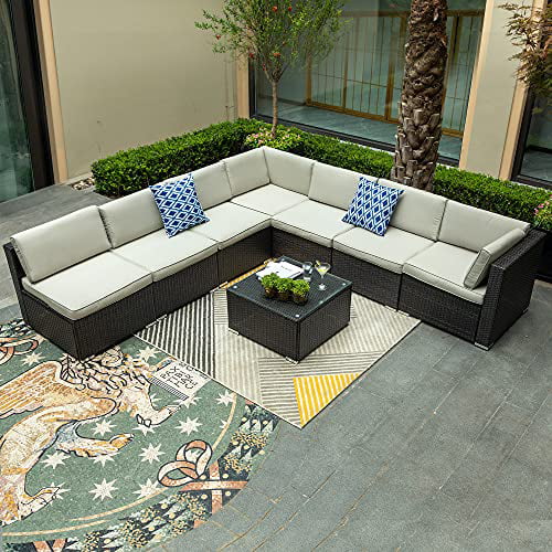 Outdoor Sectional Sofa Pe Rattan Wicker, Yitahome 6 Piece Outdoor Sectional Patio Furniture Sets