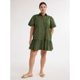 thumbnail image 2 of Free Assembly Women’s and Women's Plus Cotton Ruffle Mini Dress with Puff Sleeves, Sizes XS-4X, 2 of 5