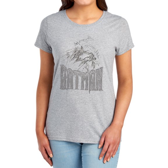 Batman Knight Sketch Women's T Shirt, Athletic Heather, Small
