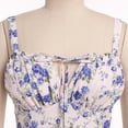 thumbnail image 6 of Women Floral Corset Dress Backless Cami Dresses Boho Summer Spaghetti Straps Square Neck Casual Midi Dress Flowy Slit Bustier Dresses, 6 of 6