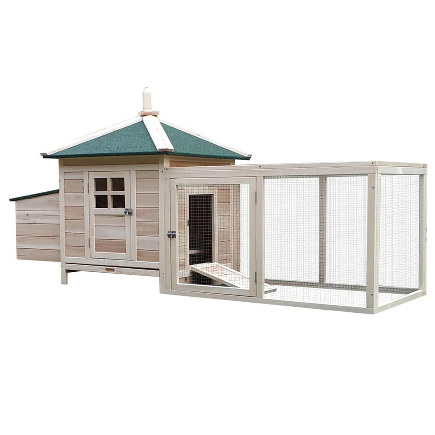Demi Bonn 77" Wooden Chicken Coop with Nesting Box, Runs, Pull-out Tray, Outdoor Hen House for 2-4 Chickens, Large Rabbit Hutch, Beige