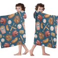 thumbnail image 4 of Blue Baseball Stadium Pattern Hooded Bath Towel，60"x35" for Ages 3 To 12 Kids, Quick Dry Lightweight Soft Microfiber Hood Beach Towel Cover Up for Kids, 4 of 7