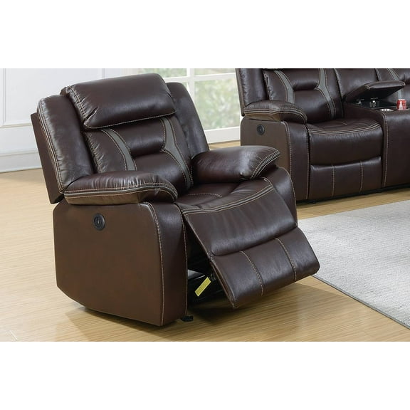 Simple Relax Leather Gel Power Recliner,Dark Brown