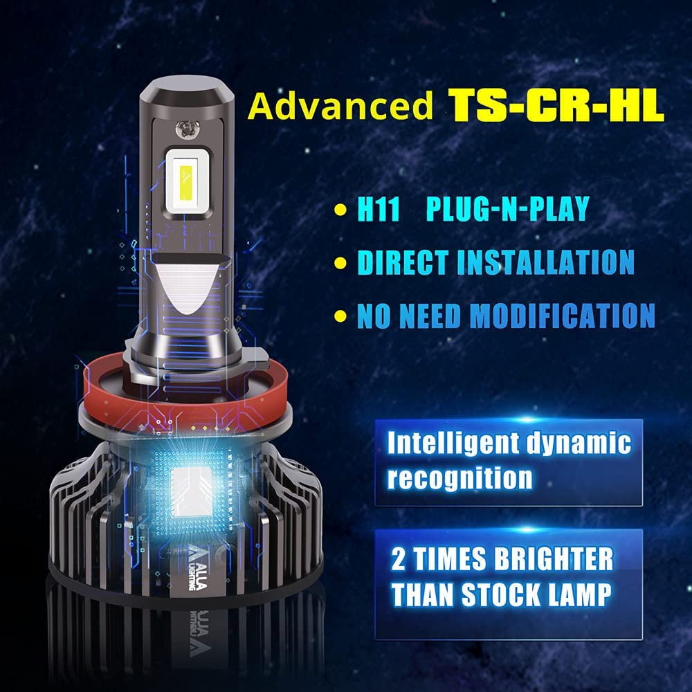 Alla Lighting 10000lm 9008 H13 LED Headlights Bulbs, 6000K Xenon White Extremely Super Bright TS-CR DRL/Headlights