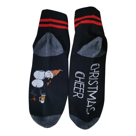 

Women Men Funny Christmas Cheer Holiday Cotton Socks Cartoon Snowman Beer Mug Printed Novelty Stockings Hosiery Gifts