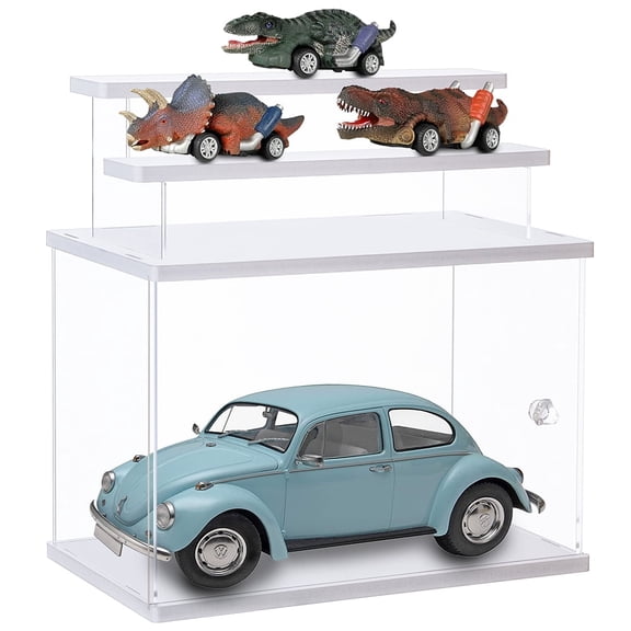 Acrylic Display Case for Action Figures, Acrylic Minifigure Dustproof Showcase Display Case Storage with Movable Steps for Kids Adults