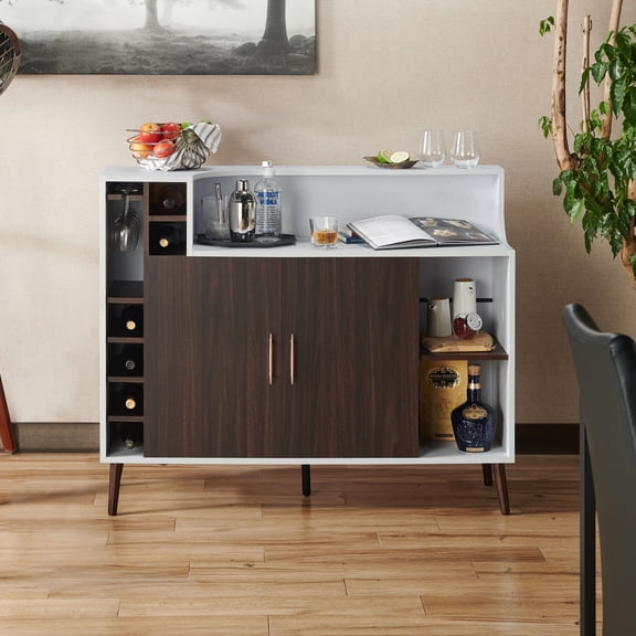 Sorm Multi-Storage Wood Buffet, Espresso and White