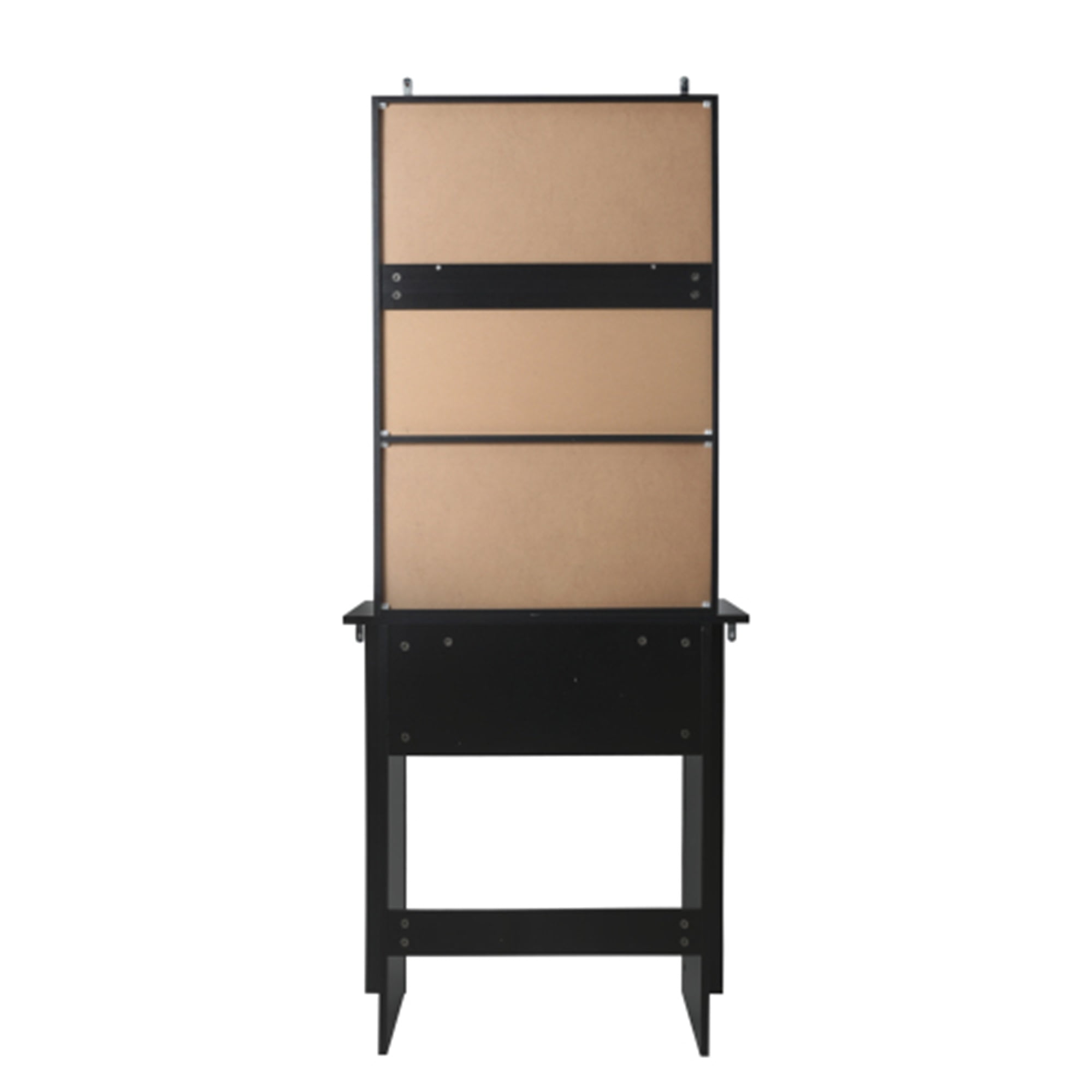 Spaco Modern Vanity Desk with Mirror and Stool, Storage Shelves & Drawer, Vanity Set for Girls, Black Spaco Modern Vanity Desk with Mirror and Stool, Storage Shelves & Drawer, Vanity Set for Girls, Black