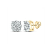 Macey Worldwide Jewelry 10k Yellow Gold Mens Diamond Earrings 3/8 Ctw