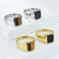thumbnail image 5 of PAURO Gemstone Signet Rings for Men Stainless Steel Gold/Silver Plated Simple Square Colorful Personalized Dainty Cut Jewelry Silver Black Size 12, 5 of 6