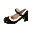 thumbnail image 2 of Miluxas Womens Retro Shoes Chunky Heeled Mary Jane Mid Block Heel Pumps Black 9.5(43), 2 of 9