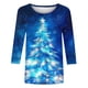thumbnail image 4 of Camisetas de Manga Larga de las Mujeres Imprimir Navidad Cuello Redondo 3/4 Manga Suéter, Top Casual para las Vacaciones, 4 of 5