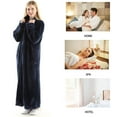 thumbnail image 4 of Oksun Womens Zip up Bathrobes Long Plush Fleece Warm Dressing Robe Navy L, 4 of 5
