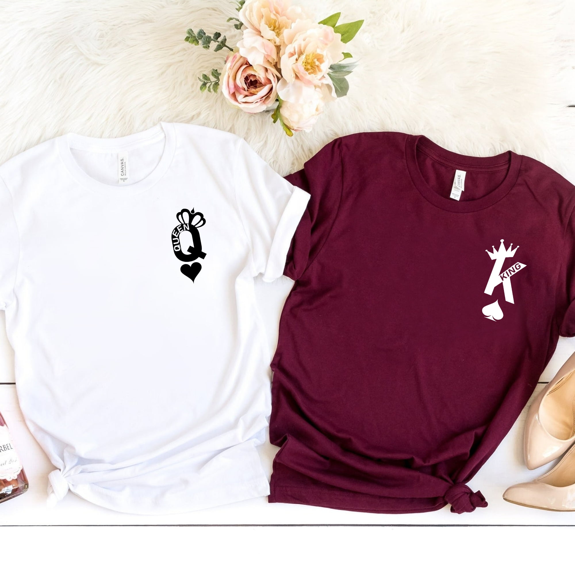 Familyloveshop LLC King of Spades & Queen of Hearts Pocket, His Queen and  Her King, Valentine Couple Shirt, King and Queen
