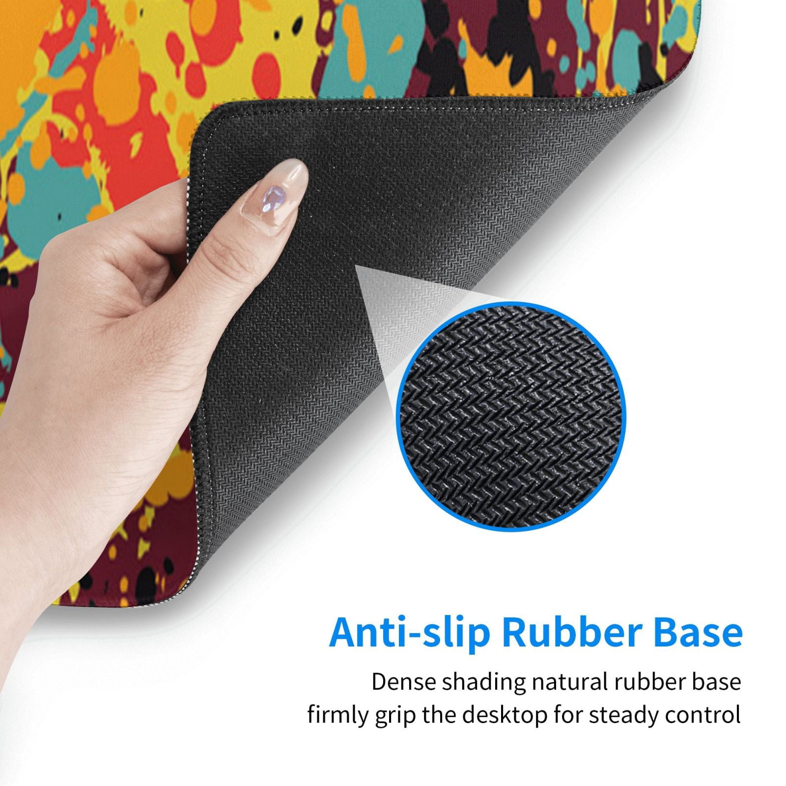 Splatter Ink Paint Grunge Splash Mouse Pad Extended Large Gaming Mousepad Non-Slip Rubber Big Keyboard Desk Mat 31.5 X 11.8 Inch