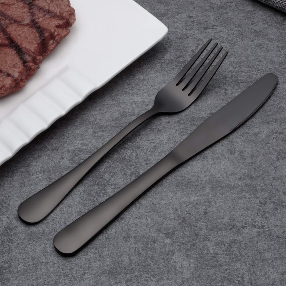 LEKOCH® 8 Pieces Stainless Steel Mirror Polished Cutlery Black Silverw –  lekochshop
