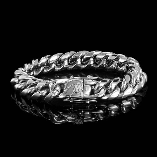 Men 14K Yellow Gold Bracelet 16mm Miami Cuban Link Charm Bracelet For Men