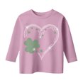 thumbnail image 4 of XAOFW Girl's T-Shirts St Patricks Day Heart Print Three Quarter Sleeve Crewneck T Shirts Playwear Loose Fit Tee Shirt Outdoor Activities Soft Comfortable Top, 4 of 4
