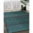 thumbnail image 3 of Ahgly Company Machine Washable Indoor Round Abstract Deep Teal Green Area Rugs, 6' Round, 3 of 7