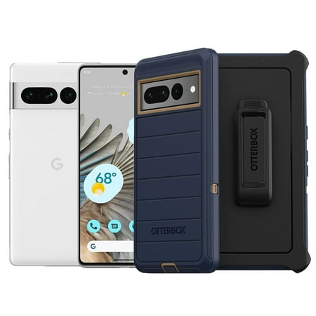 Google Pixel 7 Pro - 512GB - Snow (Unlocked) With OtterBox Defender Pro Case And Holster