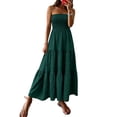 thumbnail image 2 of Blmnix Tent Dress for Women Strapless Dress Off the Shoulder Petticoat Boat Neck Maxi Green Sleeveless Adjustable Waist Sundresses for Women,XS, 2 of 5