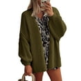 thumbnail image 2 of Womens Oversized Cardigan Sweaters 2025 Fall Long Lantern Sleeve Knit Open Front Light-Weight Sweater Green L, 2 of 9