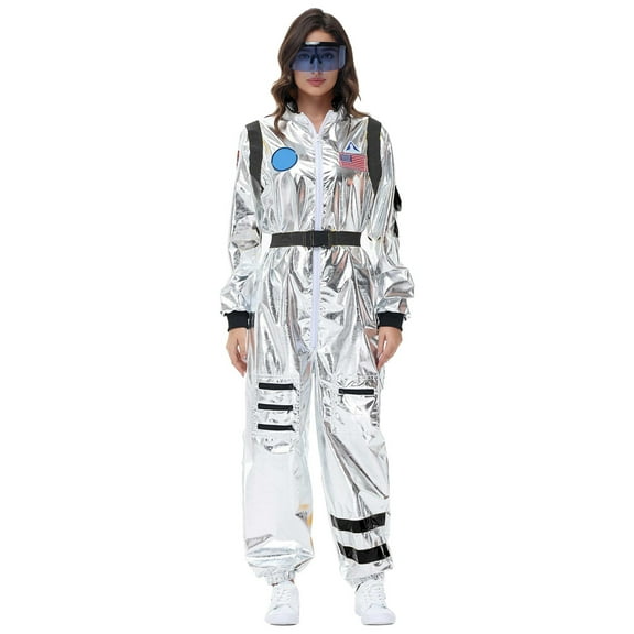 AOMPMSDX Womens and Mens Zipper Astronaut 3PCS Outfits for Stage Performance Clothing Set